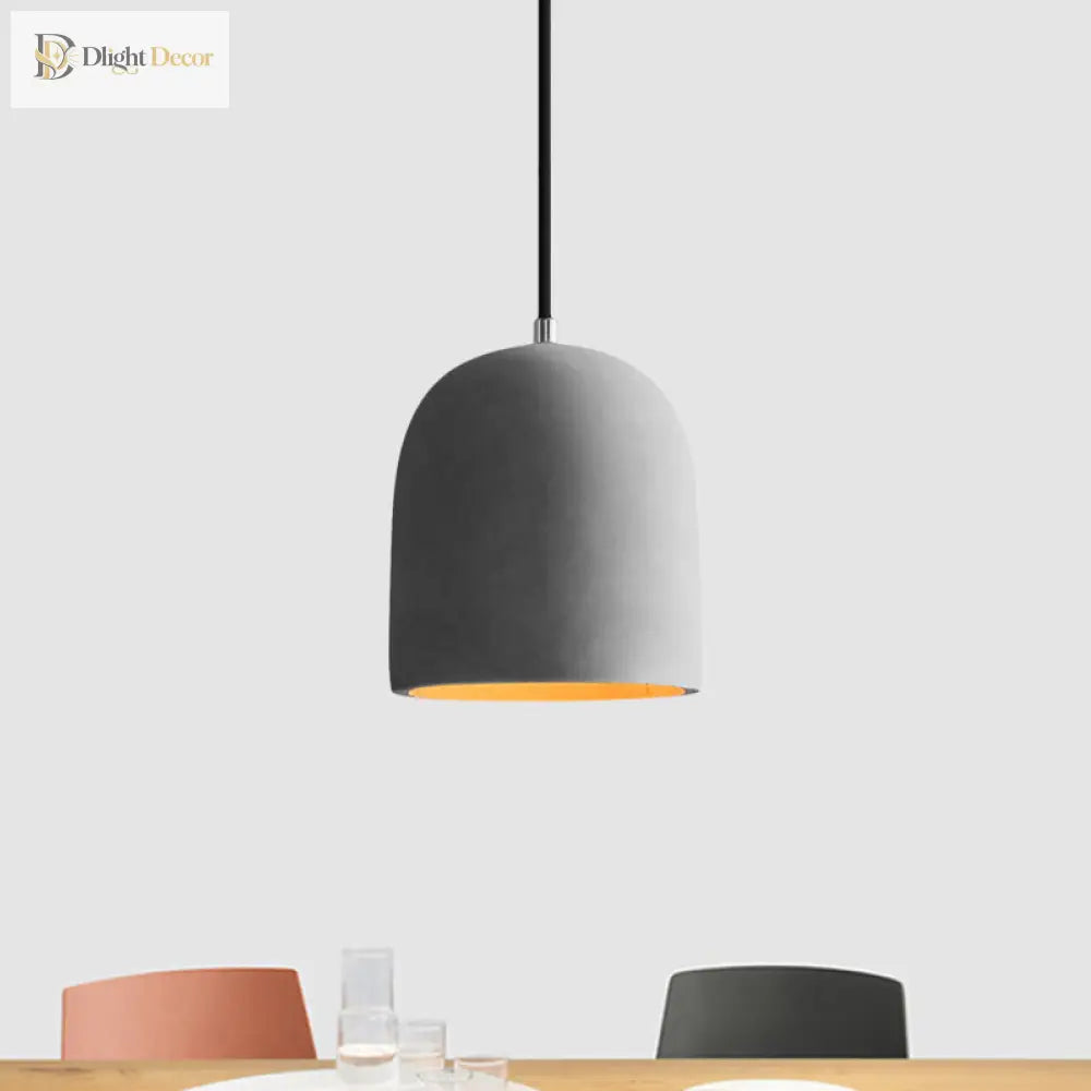 Hadley Industrial Pendant Lamp: Grey Cement Dome For Vintage Charm