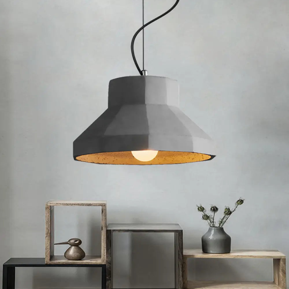 Hadley Industrial Pendant Lamp: Grey Cement Dome For Vintage Charm / 9.5’