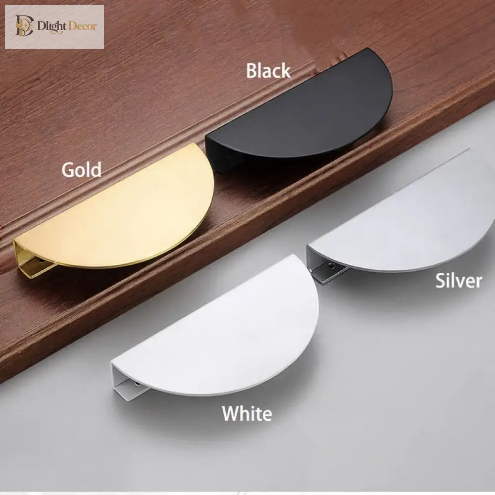 Half-Round Brass Wardrobe Handles – Modern Gold Black and Silver Cabinet Pull Knobs (100mm/120mm/150mm) knob