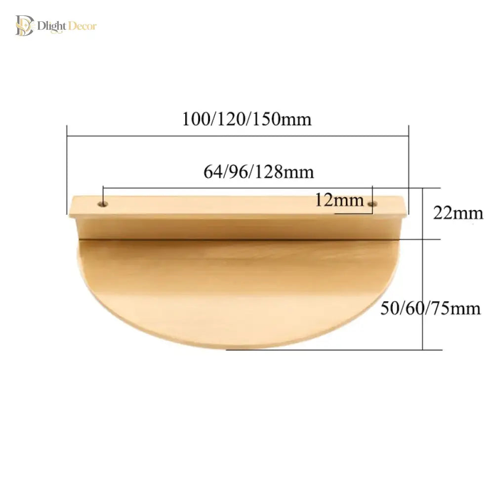 Half-Round Brass Wardrobe Handles – Modern Gold Black and Silver Cabinet Pull Knobs (100mm/120mm/150mm) knob