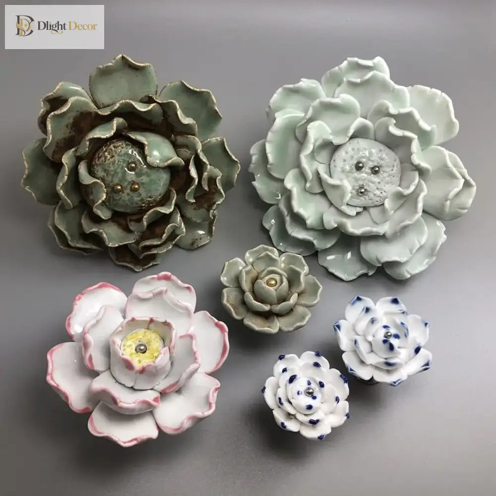 Handmade Ceramic Flower Knobs – Creative Cabinet and Drawer Knobs for Furniture Accessories Knobs
