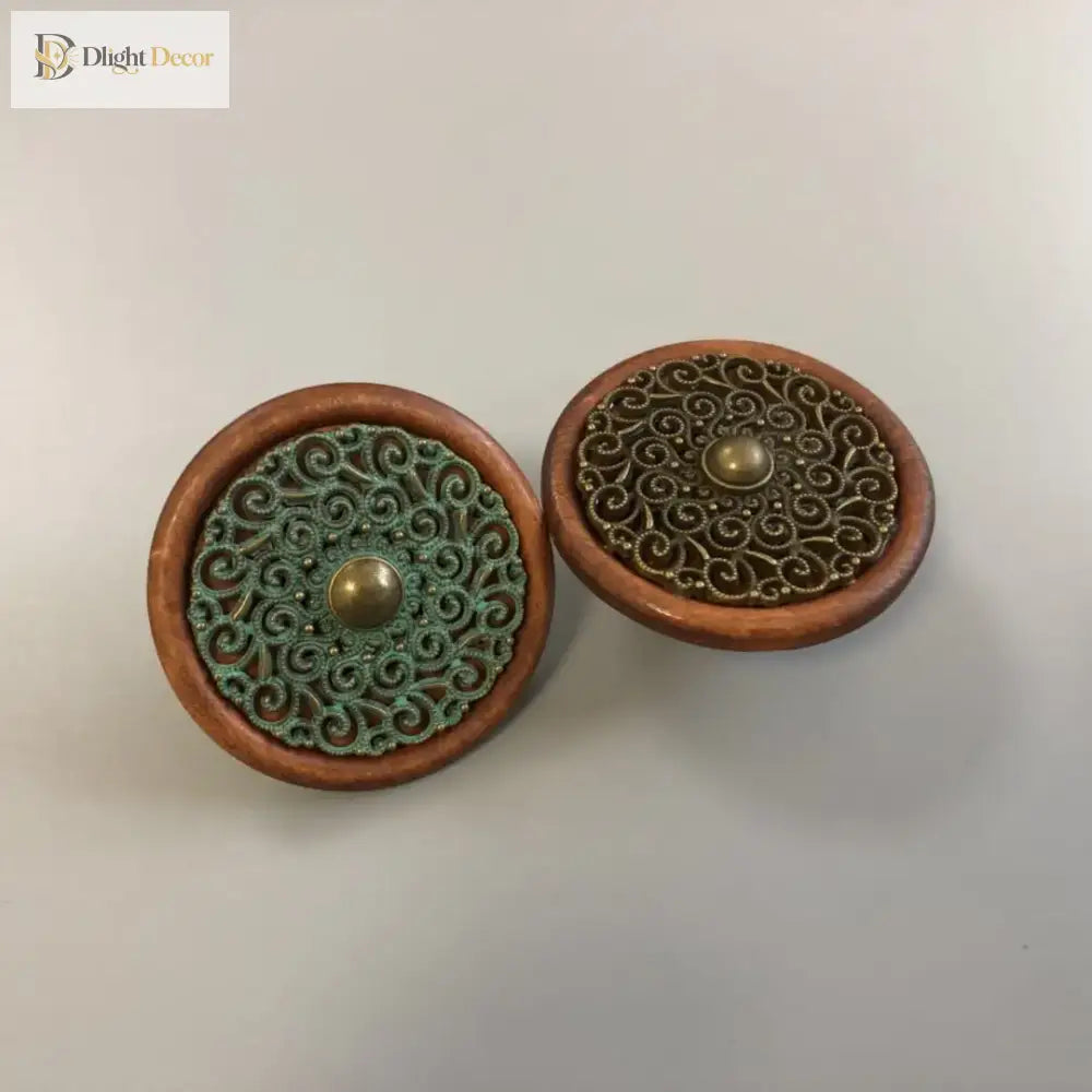 Handmade Wood and Alloy Cabinet Handles – Artistic Drawer and Furniture Knobs for Home Decor Knobs