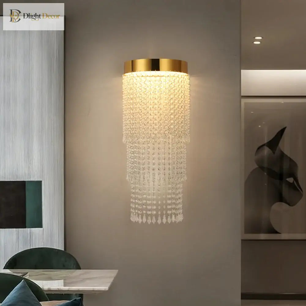Hannah - Gold Chrome Crystal Wall Lamp Bedroom Light Modern Creative Design Scones Luxury Home