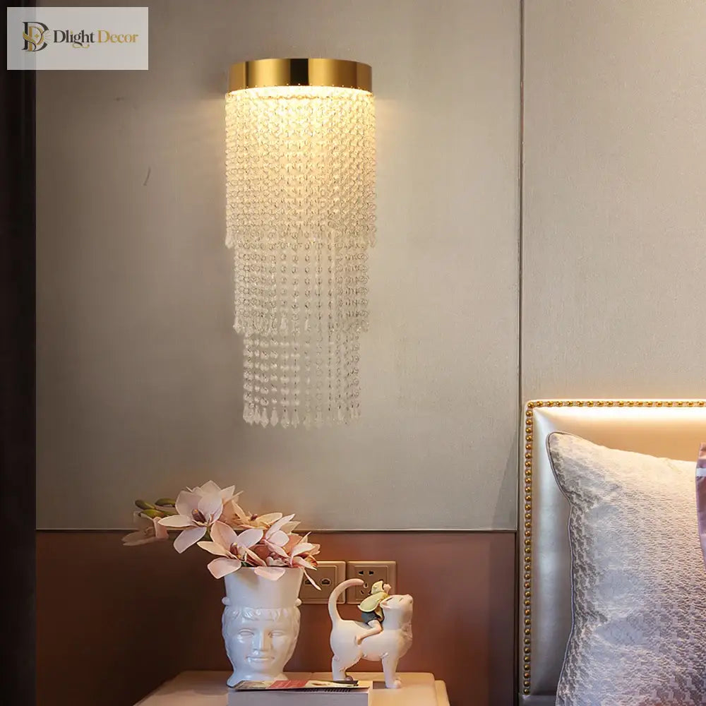 Hannah - Gold Chrome Crystal Wall Lamp Bedroom Light Modern Creative Design Scones Luxury Home