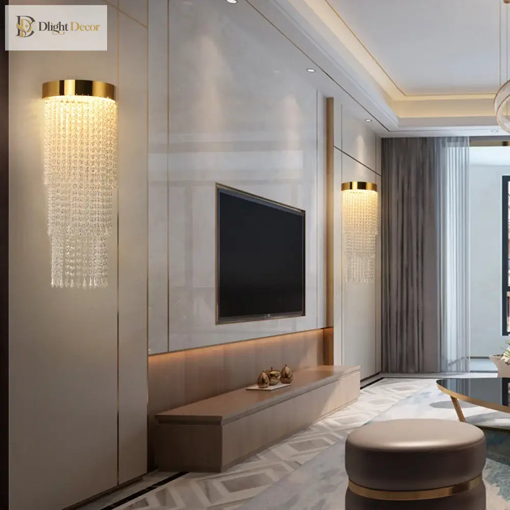 Hannah - Gold Chrome Crystal Wall Lamp Bedroom Light Modern Creative Design Scones Luxury Home