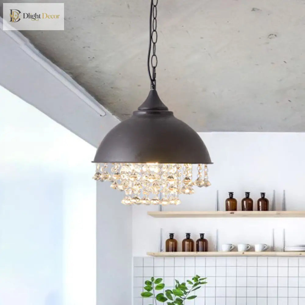 Harlow - Glamorous Industrial Pendant Light With Crystal Accents (1 - Light)