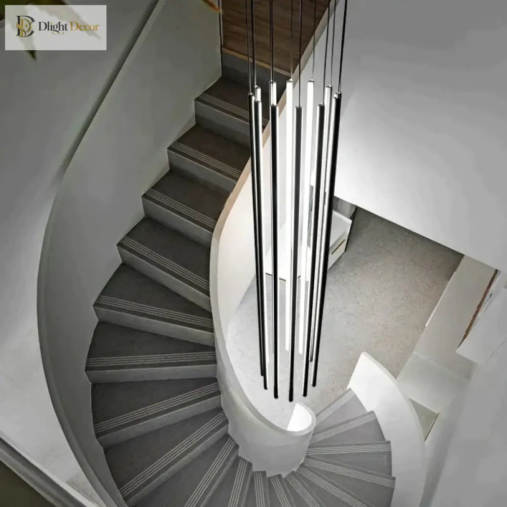 Harper’s Black Stair Long Led Chandelier - A Modern Masterpiece For Elegance And Sophistication