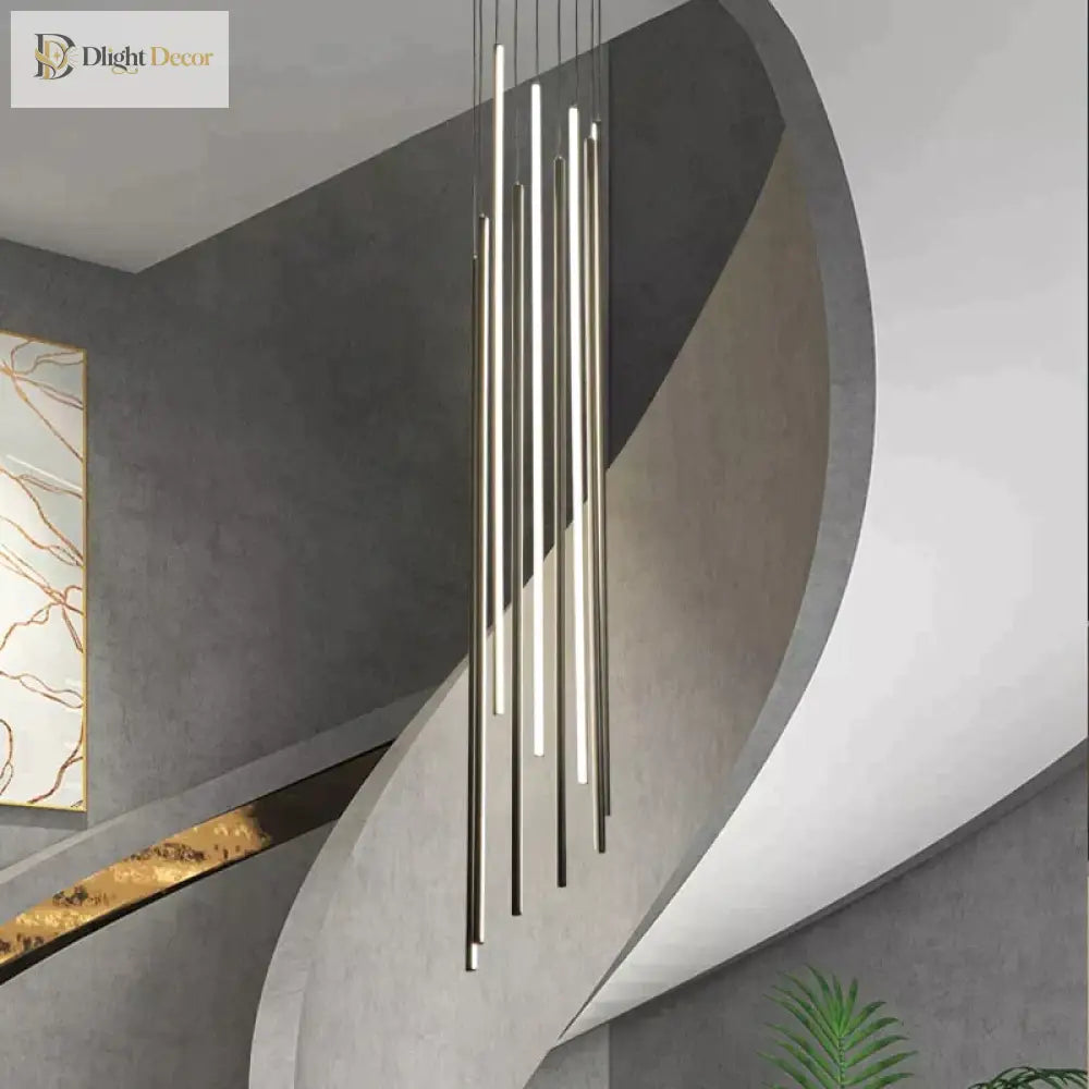Harper’s Black Stair Long Led Chandelier - A Modern Masterpiece For Elegance And Sophistication