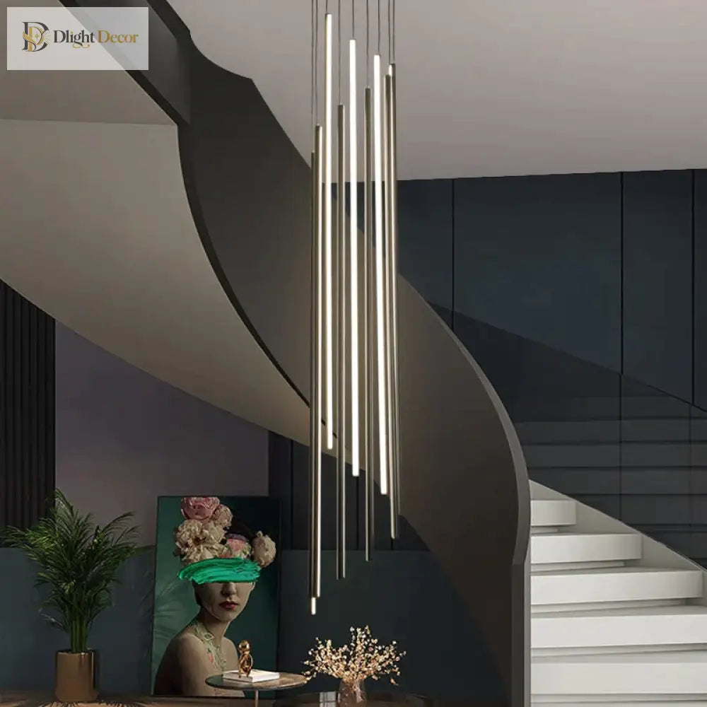 Harper’s Black Stair Long Led Chandelier - A Modern Masterpiece For Elegance And Sophistication