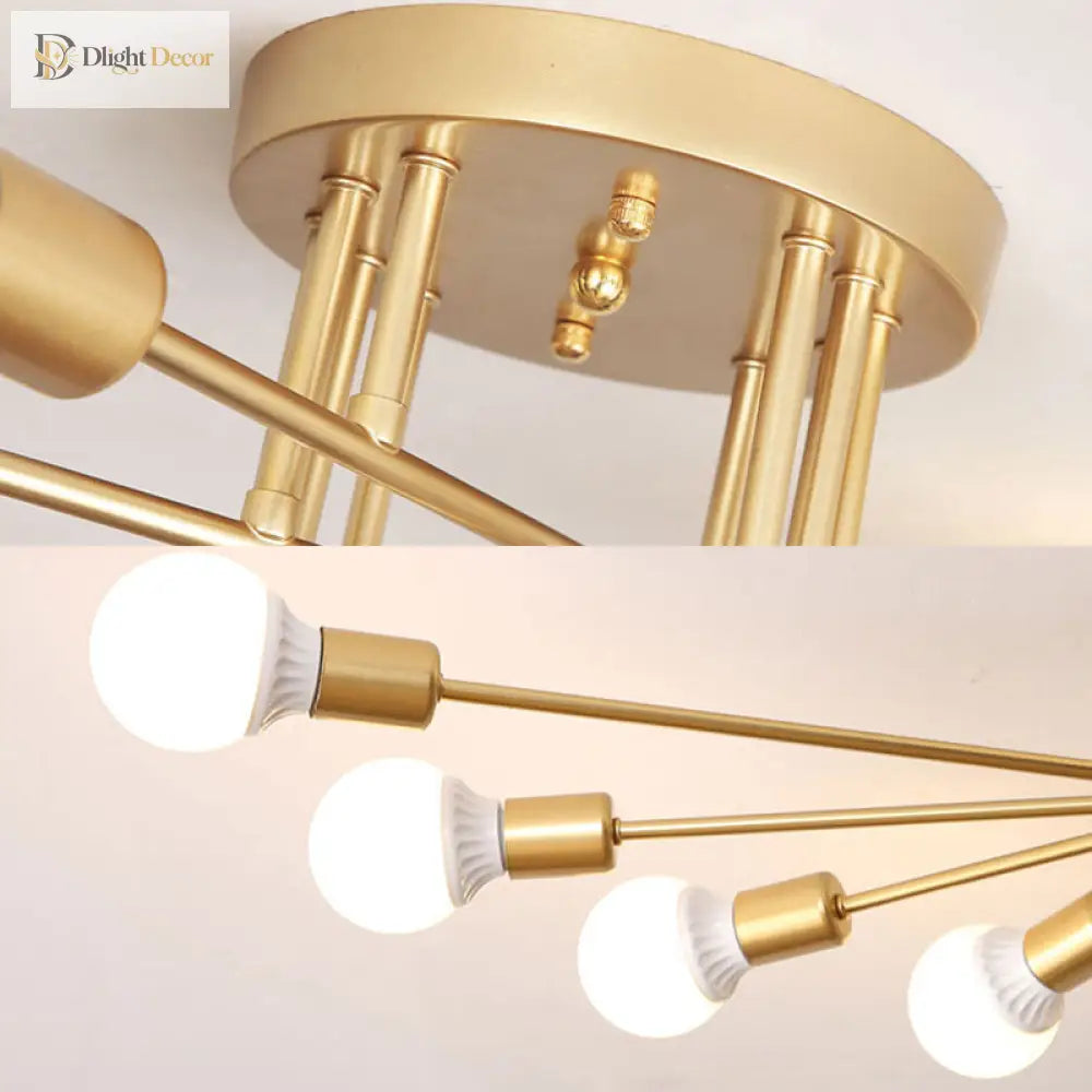 Haven Modern Semi - Flush Mount Chandelier: Bold Style With Exposed Bulbs For Your Bedroom