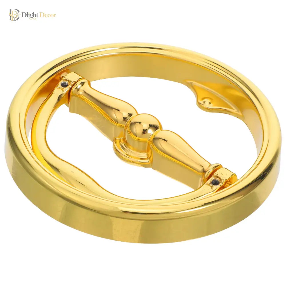 Polished gold circular ring door knocker with internal striker