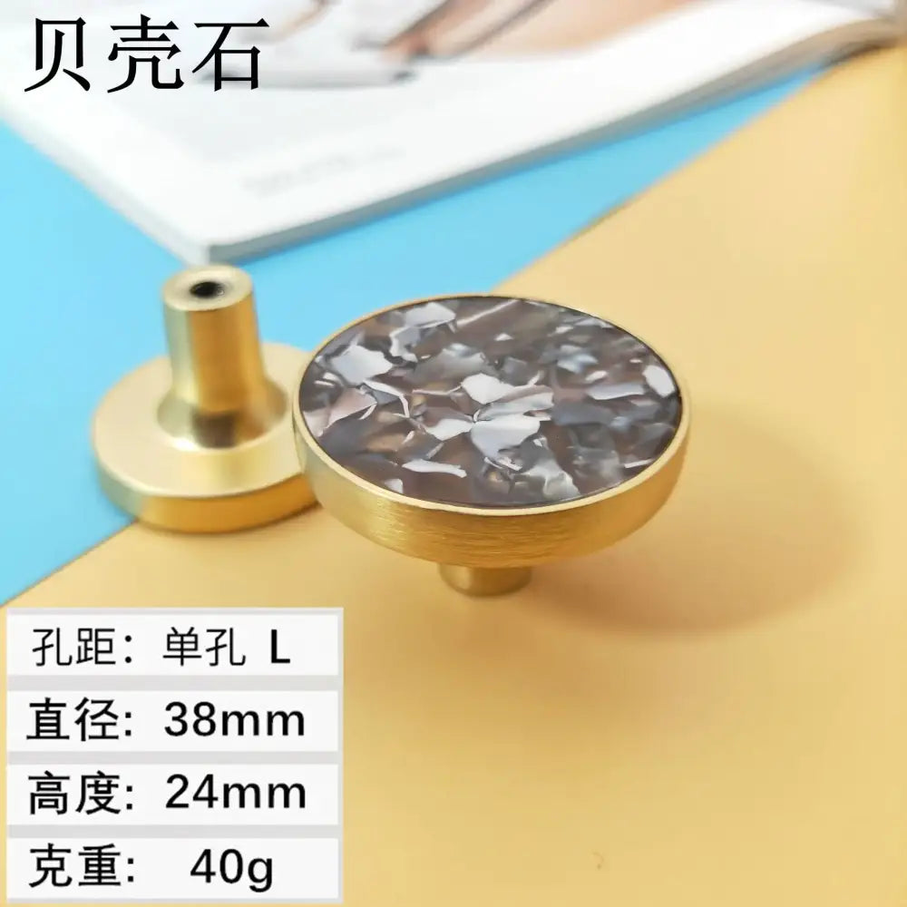 High-Grade Shell Single Hole Cabinet Handles - Creative Gold Drawer Knobs and Multipurpose Wall Hooks Shell L Knobs