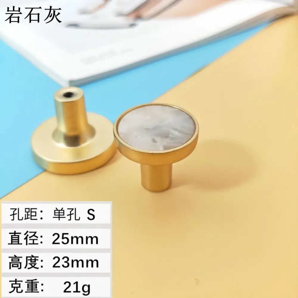 High-Grade Shell Single Hole Cabinet Handles - Creative Gold Drawer Knobs and Multipurpose Wall Hooks Rock ash S Knobs