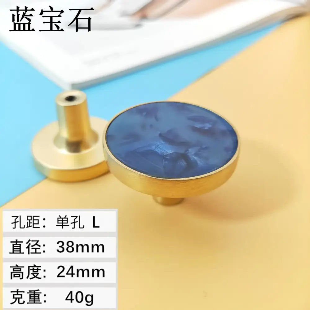High-Grade Shell Single Hole Cabinet Handles - Creative Gold Drawer Knobs and Multipurpose Wall Hooks Sapphire L Knobs