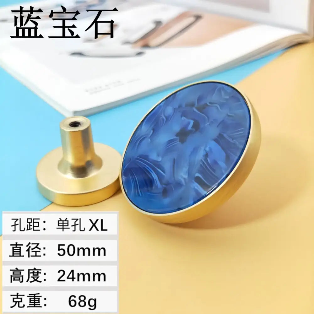 High-Grade Shell Single Hole Cabinet Handles - Creative Gold Drawer Knobs and Multipurpose Wall Hooks Sapphire XL Knobs
