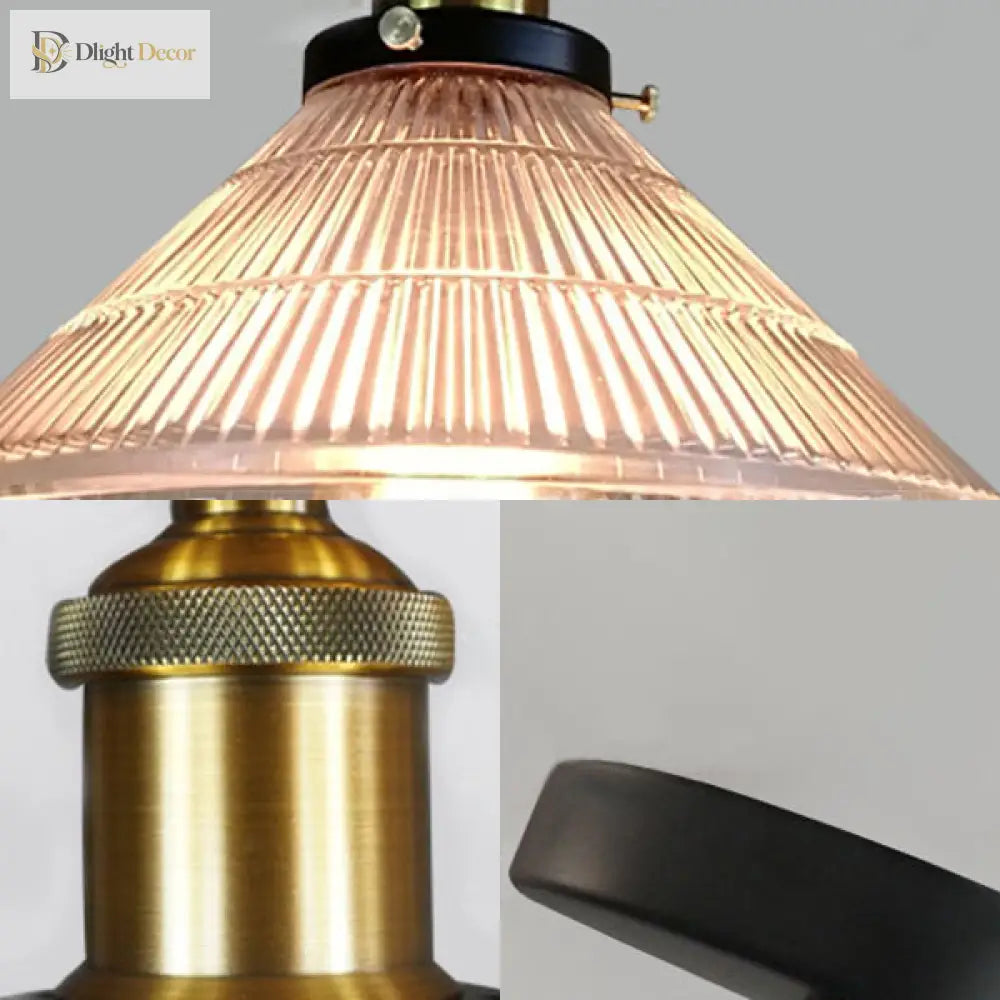 Illuminate Your Dining Room With Industrial Elegance: The 3 - Light Brass Cone Pendant Ribbed Glass