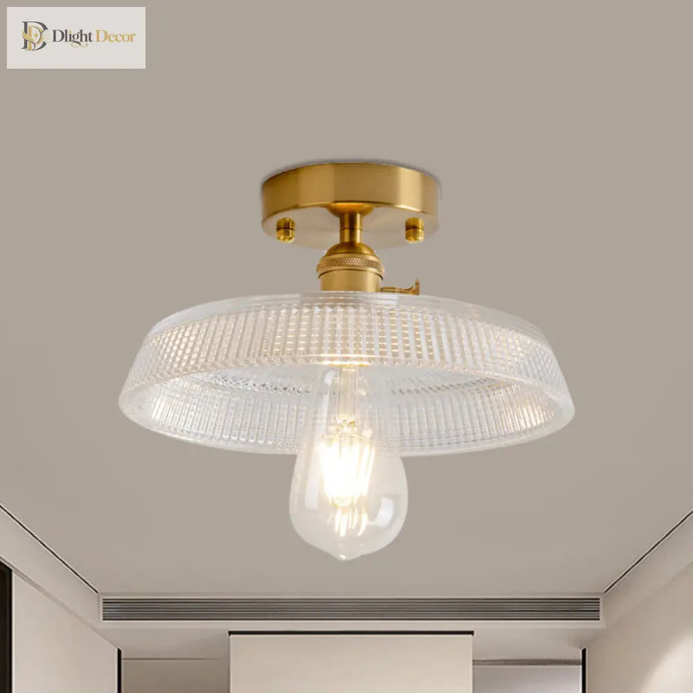 Illuminate Your Living Room With Industrial Charm: The Modern Brass Semi - Flush Ceiling Light