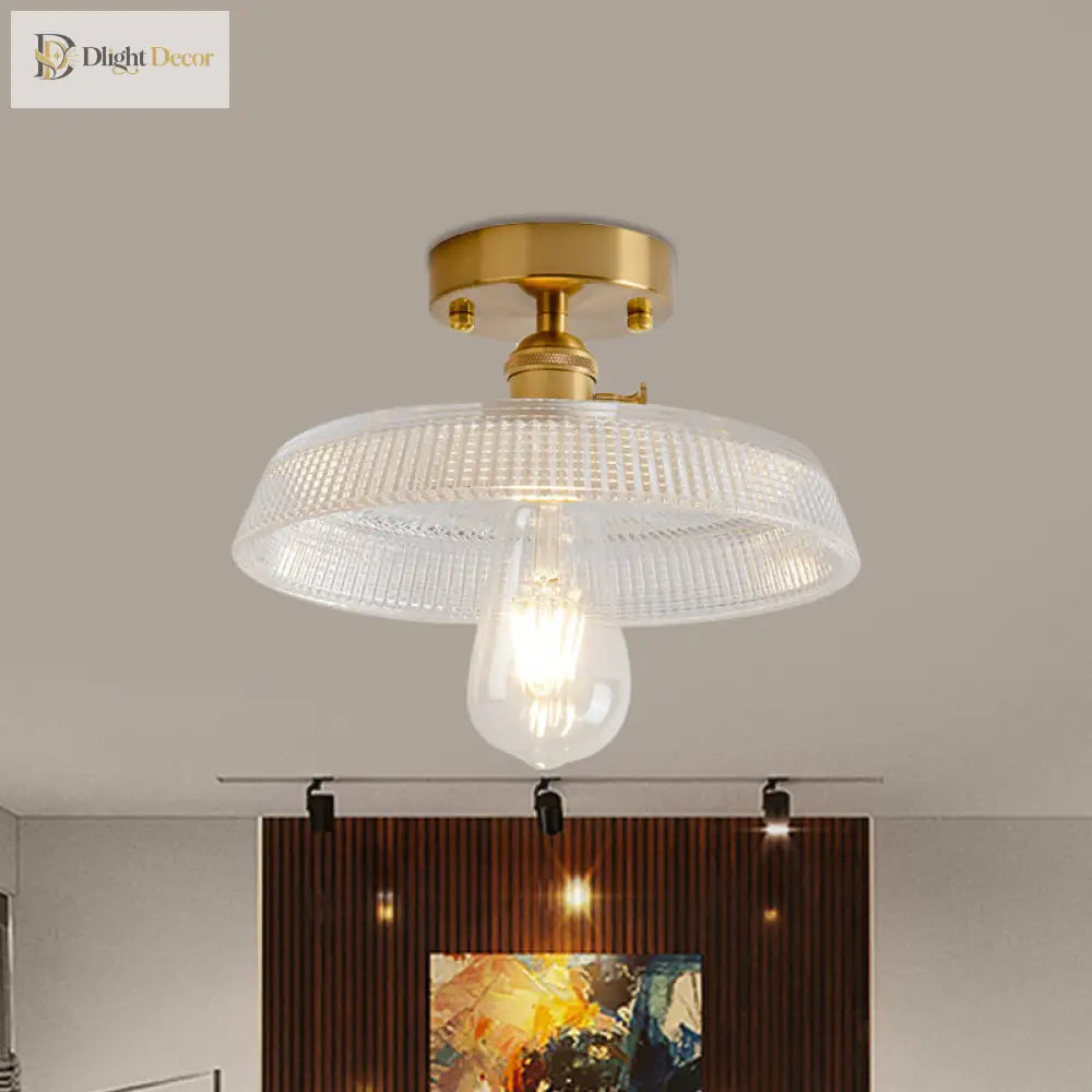 Illuminate Your Living Room With Industrial Charm: The Modern Brass Semi - Flush Ceiling Light