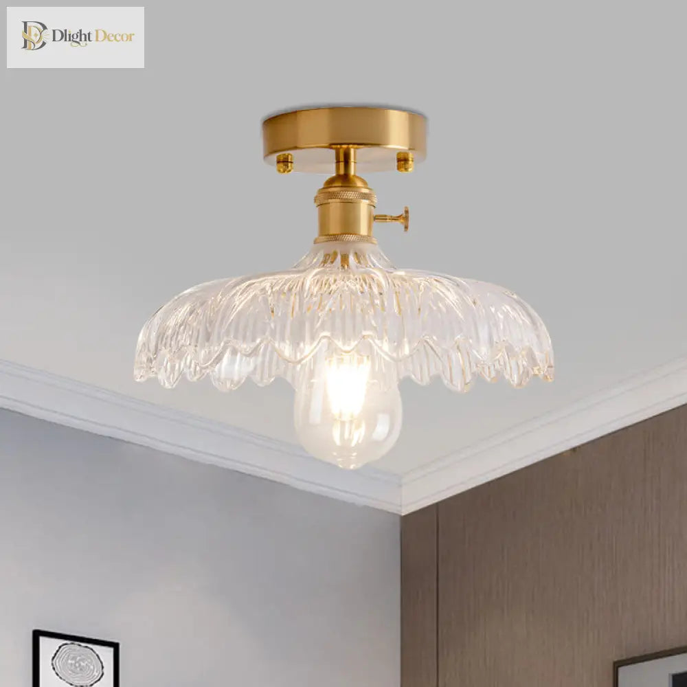 Illuminate Your Living Room With Industrial Charm: The Modern Brass Semi - Flush Ceiling Light
