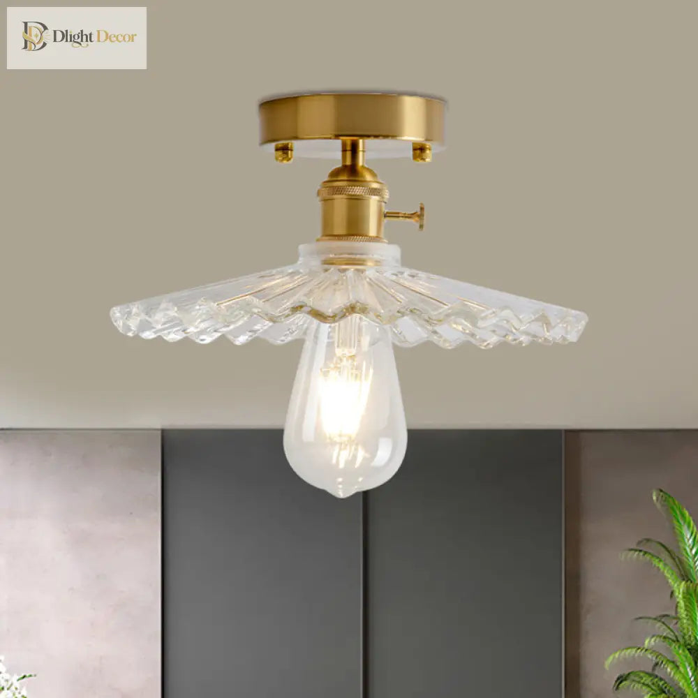 Illuminate Your Living Room With Industrial Charm: The Modern Brass Semi - Flush Ceiling Light