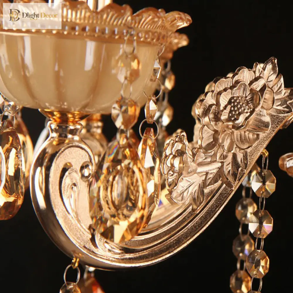 Immerse Your Space In Warm Elegance: The Gold Amber Glass Candle Chandelier
