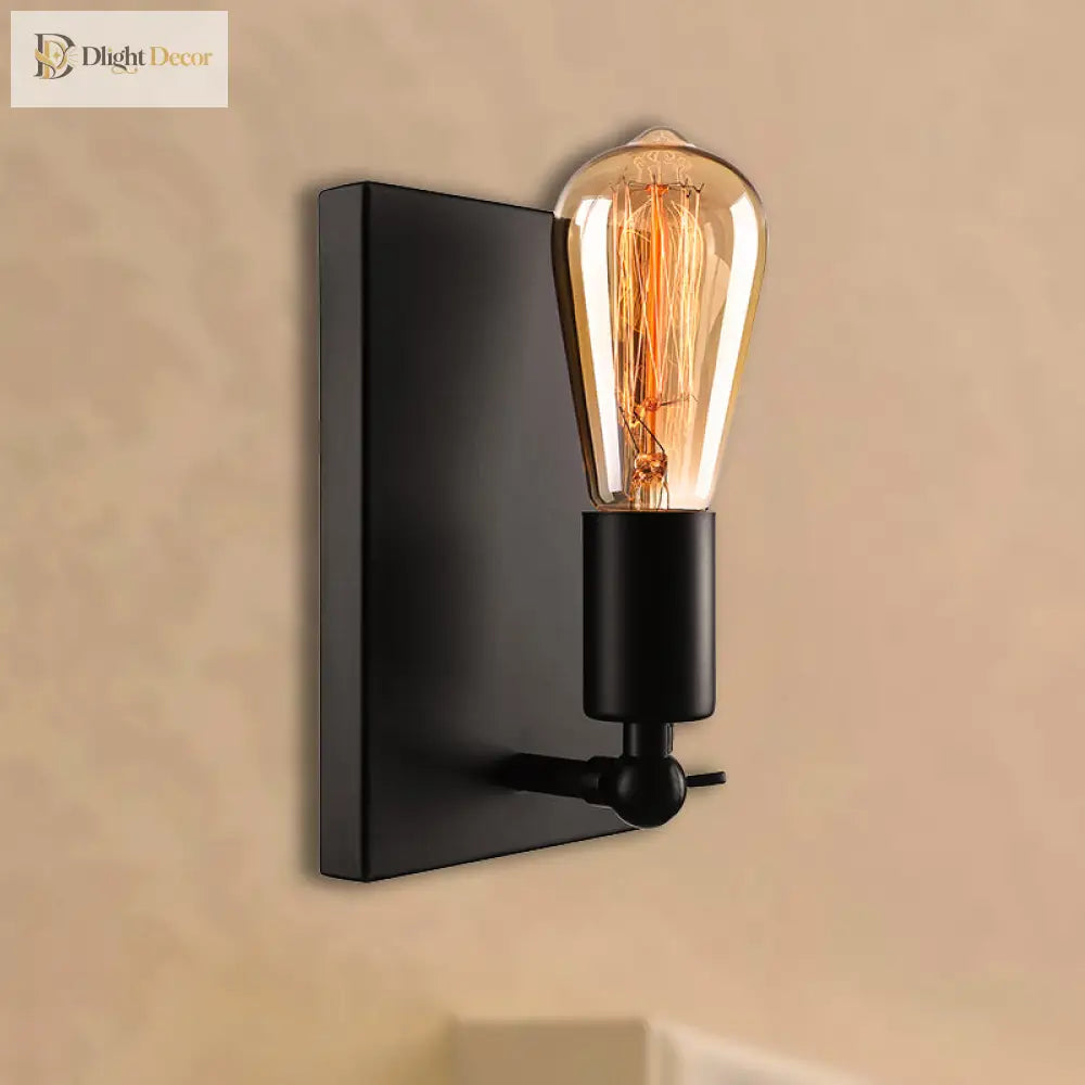 Industrial Charm For Your Dining Room: The Black Wall Lamp With Exposed Bulb