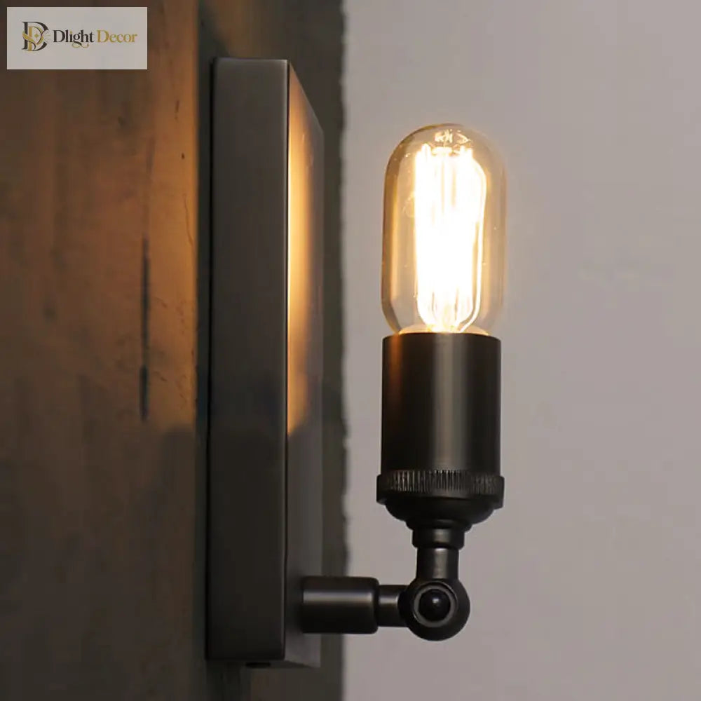 Industrial Charm For Your Dining Room: The Black Wall Lamp With Exposed Bulb