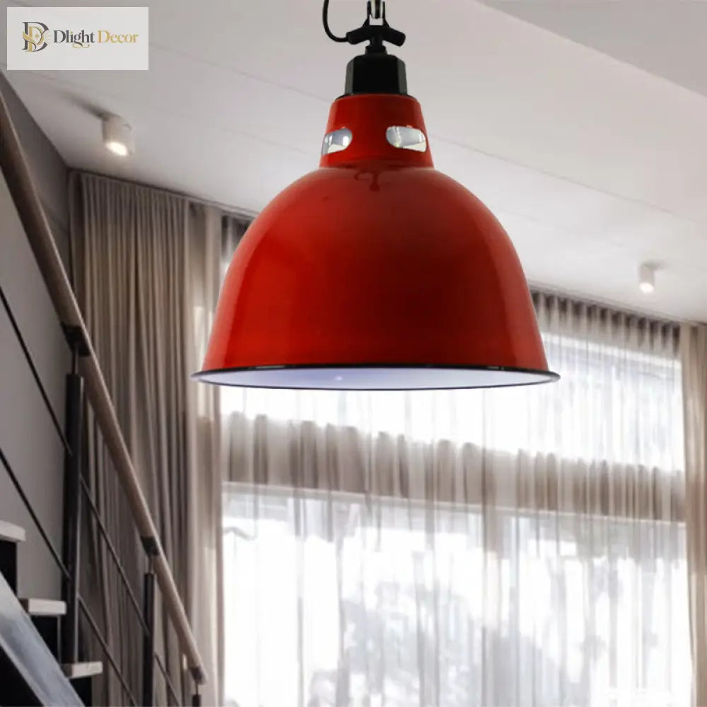 Industrial Brilliance: The Red Dome Shade Pendant Lamp