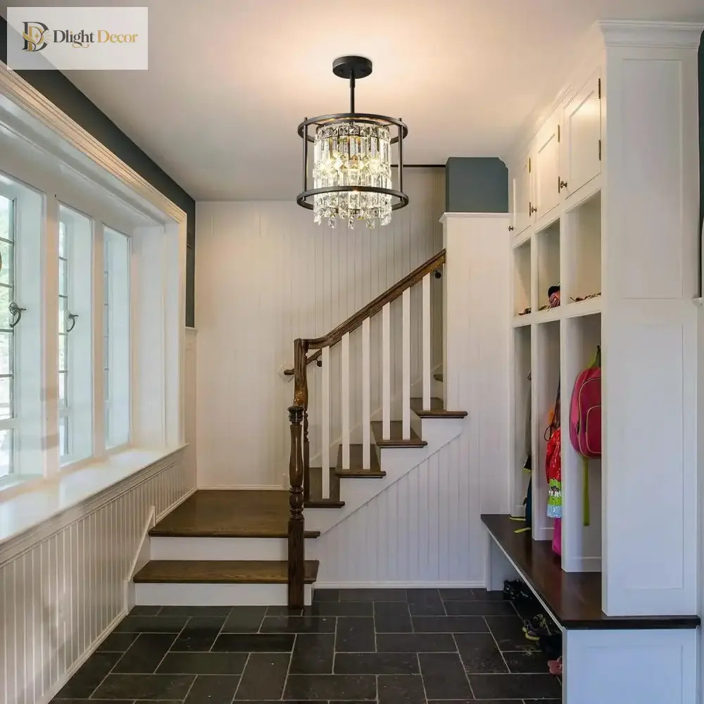 Industrial farmhouse chandelier ceiling fixture detail
