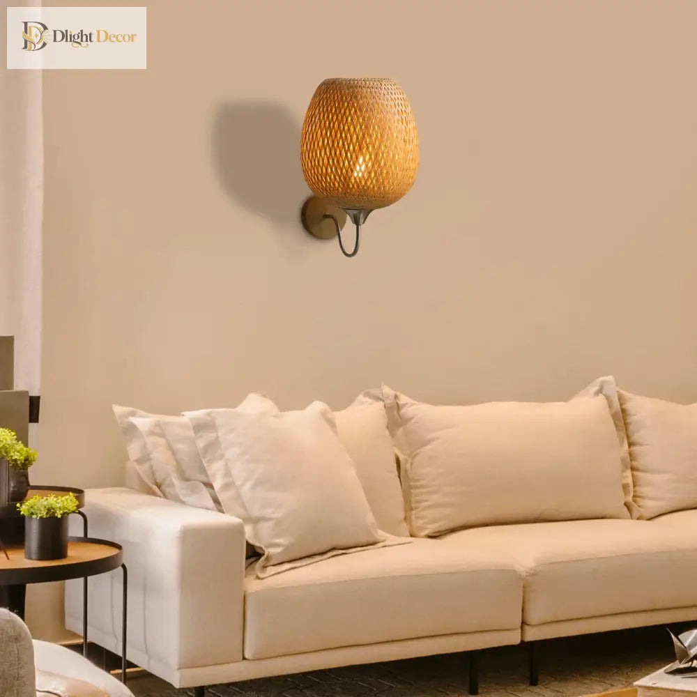 Vintage Rattan Bamboo Wall Sconce Light - Industrial Elegance For Dining Rooms And Bedrooms Wall