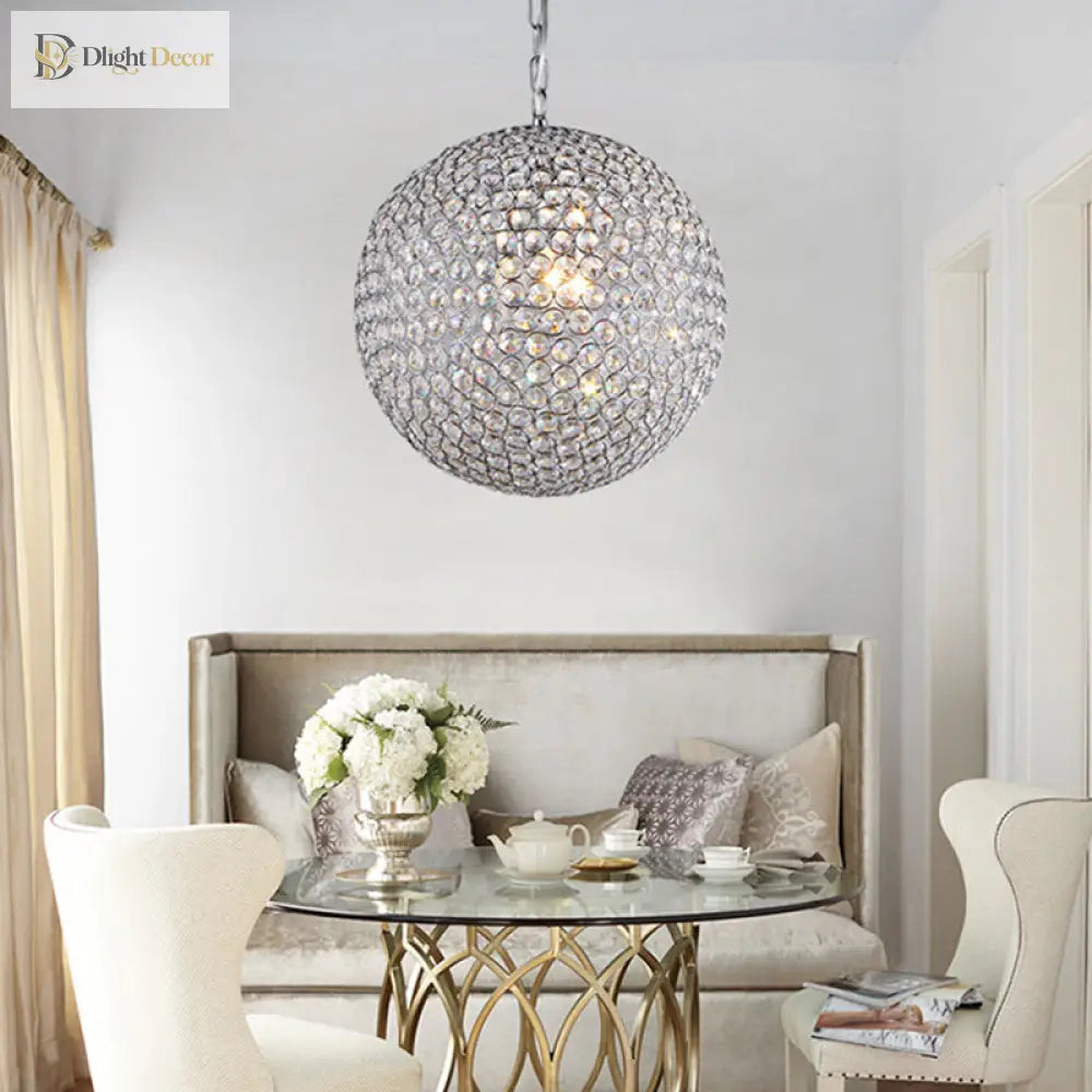 Isabella’s Sparkling Symphony: Modern Led Chandelier With Crystal Orb Shade