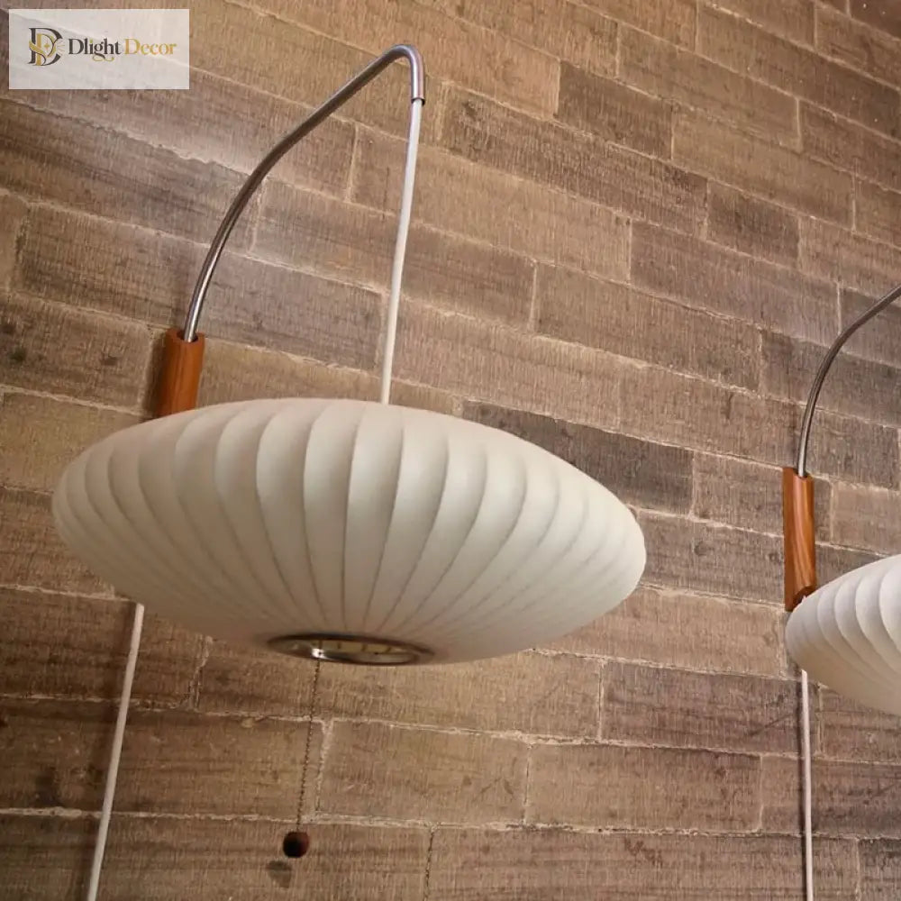Japandi Design Nelson Wall Lamp - Hand - Woven Silk Light For Elegant Living Room And Bedroom Decor
