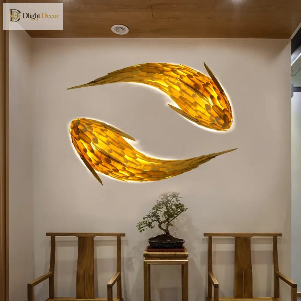 Dlight Decor Japanese Fish Wall Lamp Sculpture Wall Art