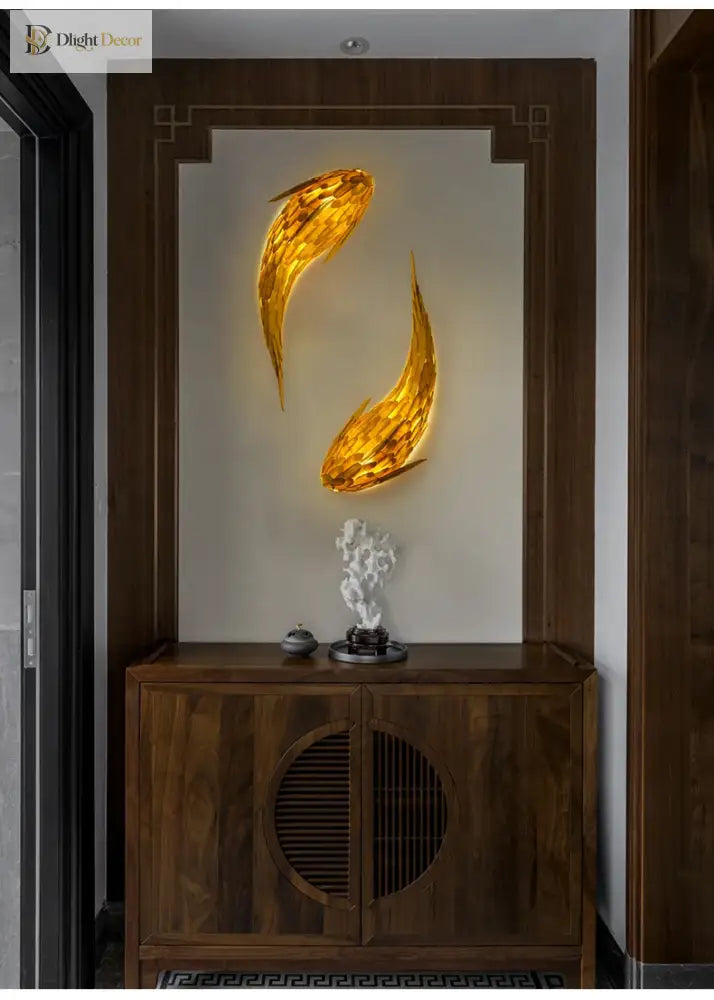 Dlight Decor Japanese Fish Wall Lamp Sculpture Wall Art