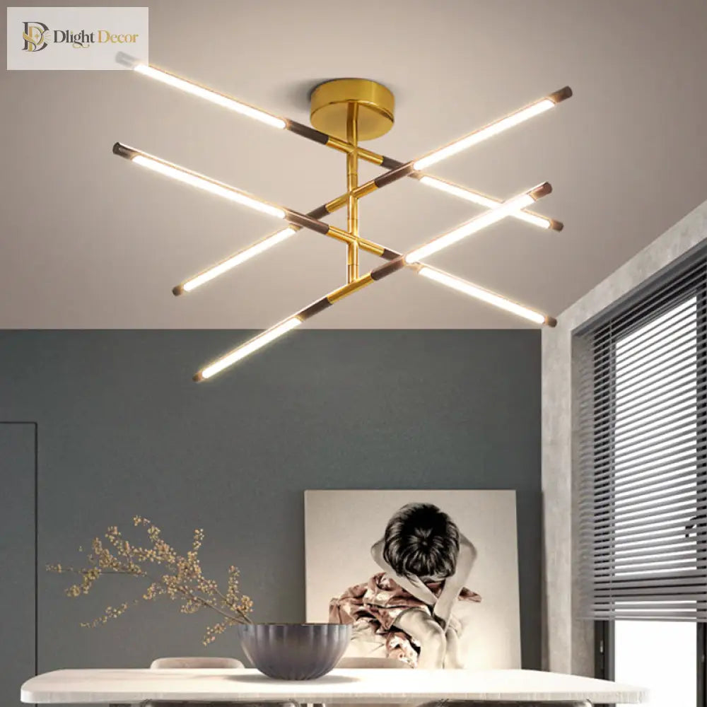 Joanna Elegance Meets Dazzling Illumination: The Black & Gold Linear Chandelier