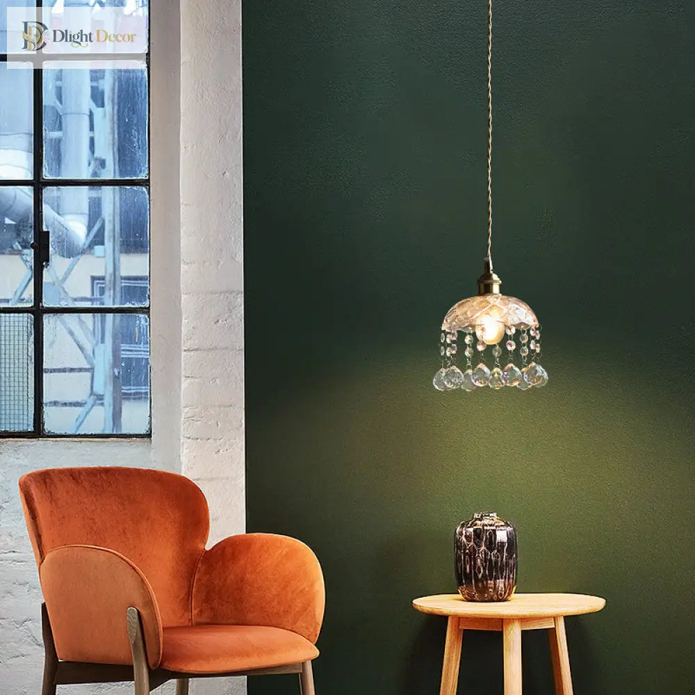 Katherine Enchanting Embrace: Brass And Crystal Mini Pendant Light