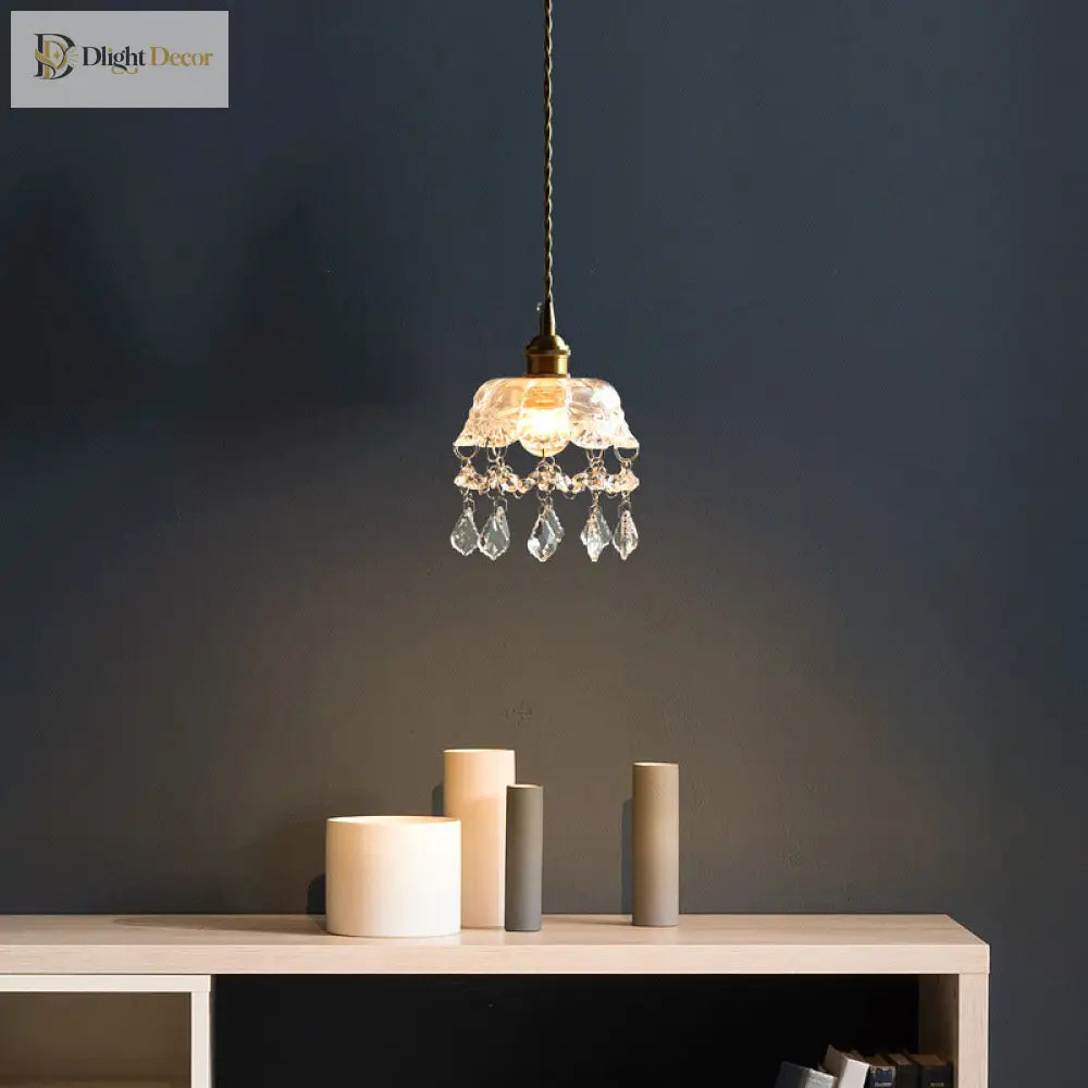 Katherine Enchanting Embrace: Brass And Crystal Mini Pendant Light