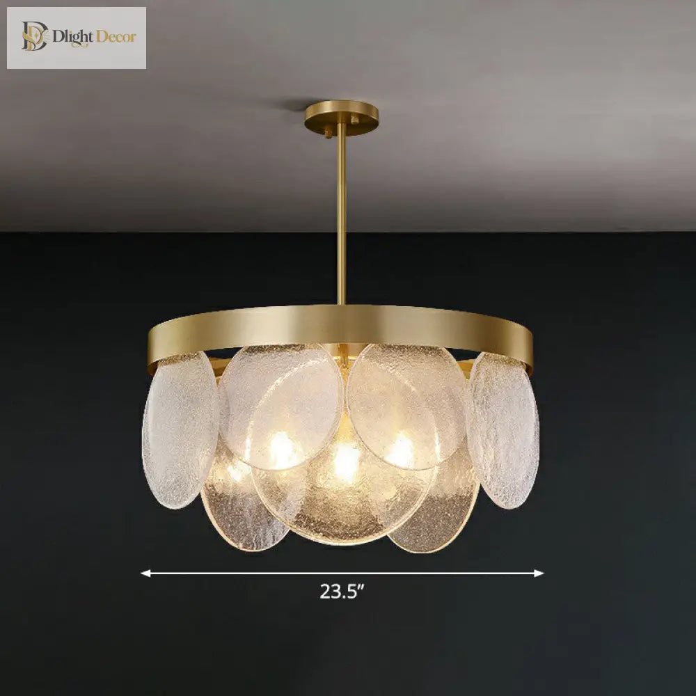 Khloe Postmodern Chandelier - Brass & Seeded Glass Delight