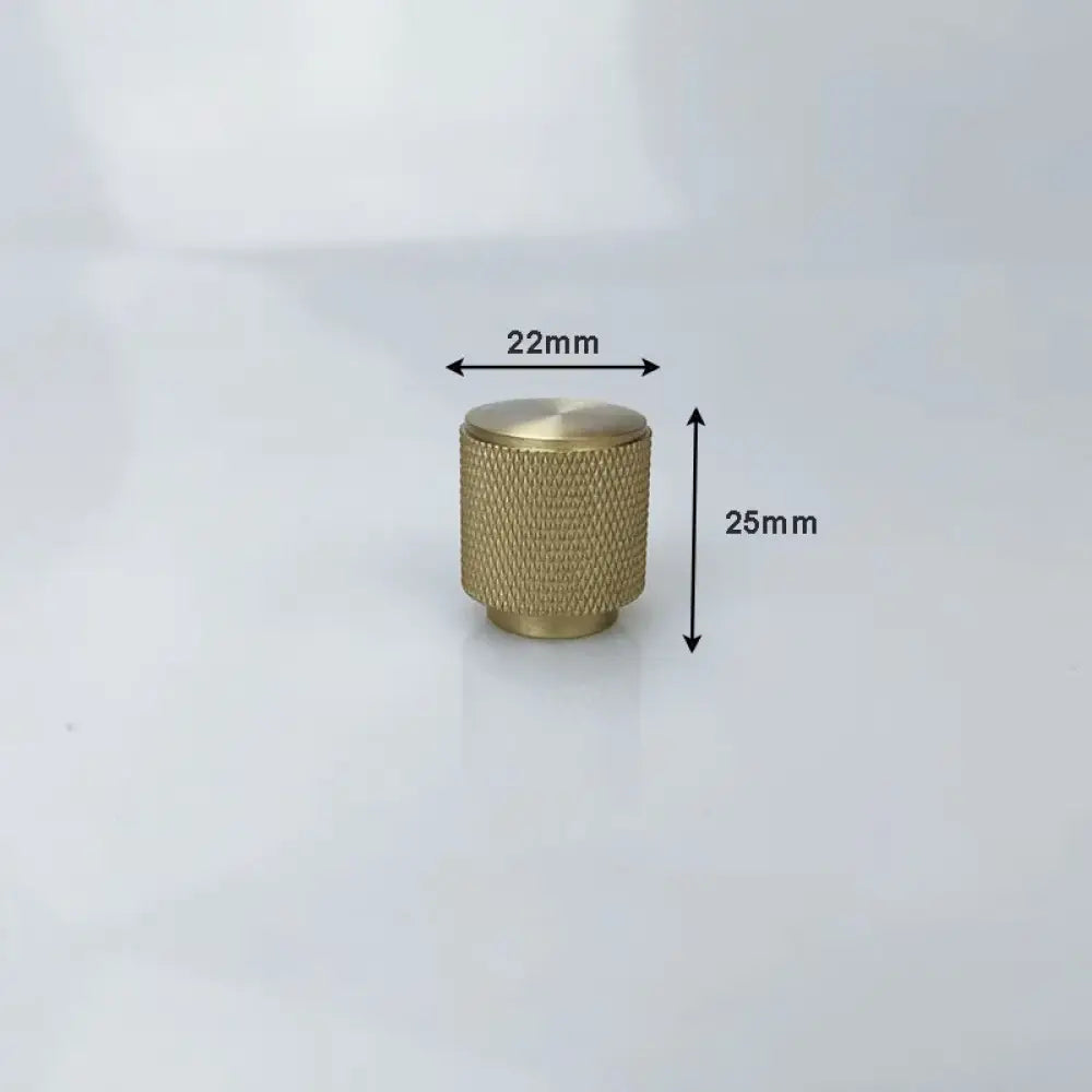 Knurled Gold Brass Cabinet Knobs – Drawer Knobs and Wardrobe Handles for Kitchen and Furniture 22x25mm Knob