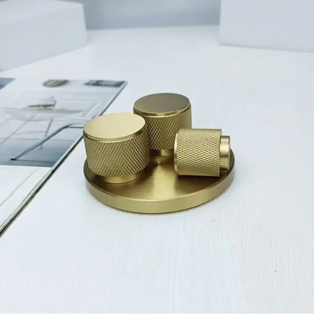 Knurled Gold Brass Cabinet Knobs – Drawer Knobs and Wardrobe Handles for Kitchen and Furniture Knob