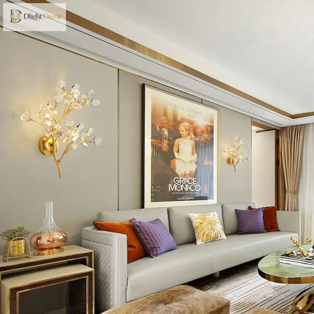 Layla’s Golden Crystal Wall Lamp - Creative Light Luxury For Your Living Spaces Wall Lamp