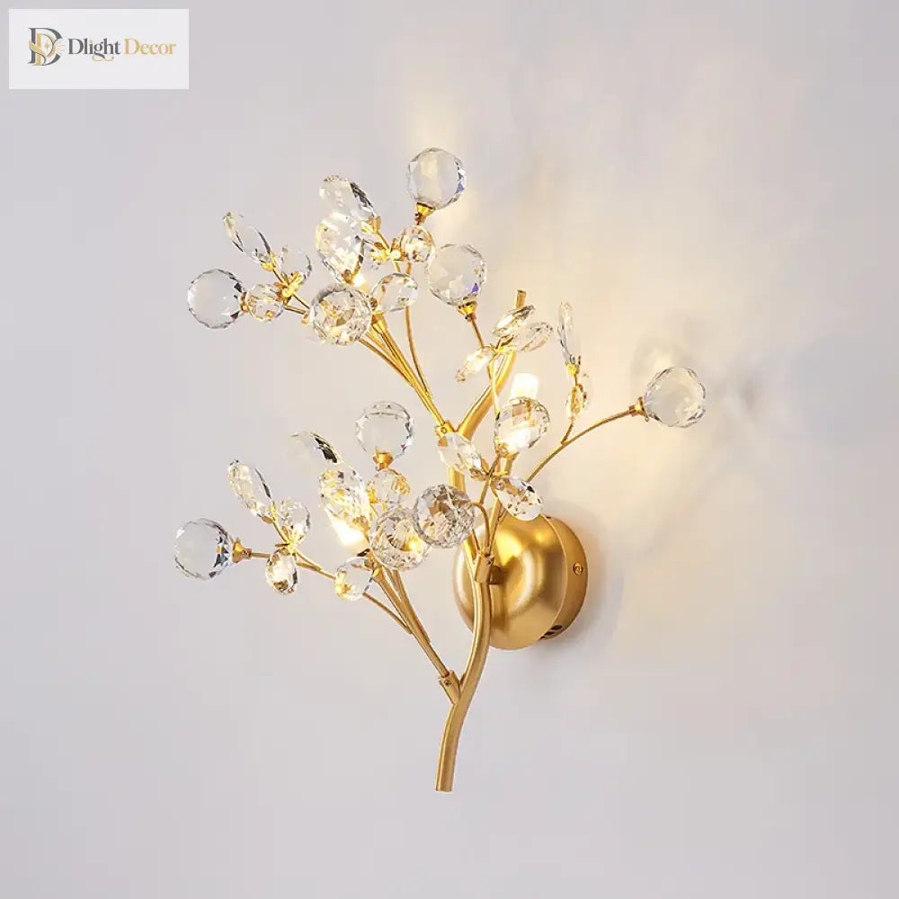 Layla’s Golden Crystal Wall Lamp - Creative Light Luxury For Your Living Spaces Wall Lamp