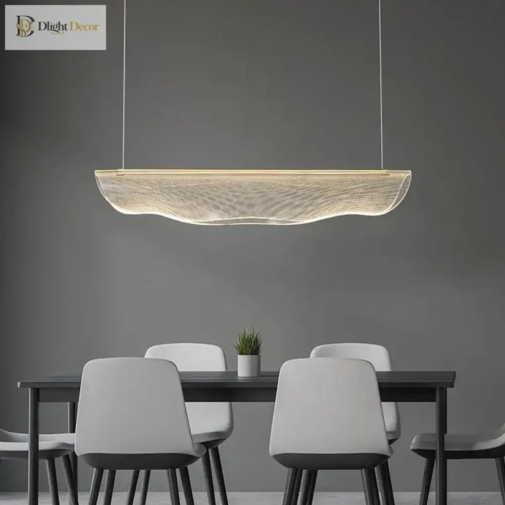 Irregular acrylic LED chandelier with sculptural ceiling profile