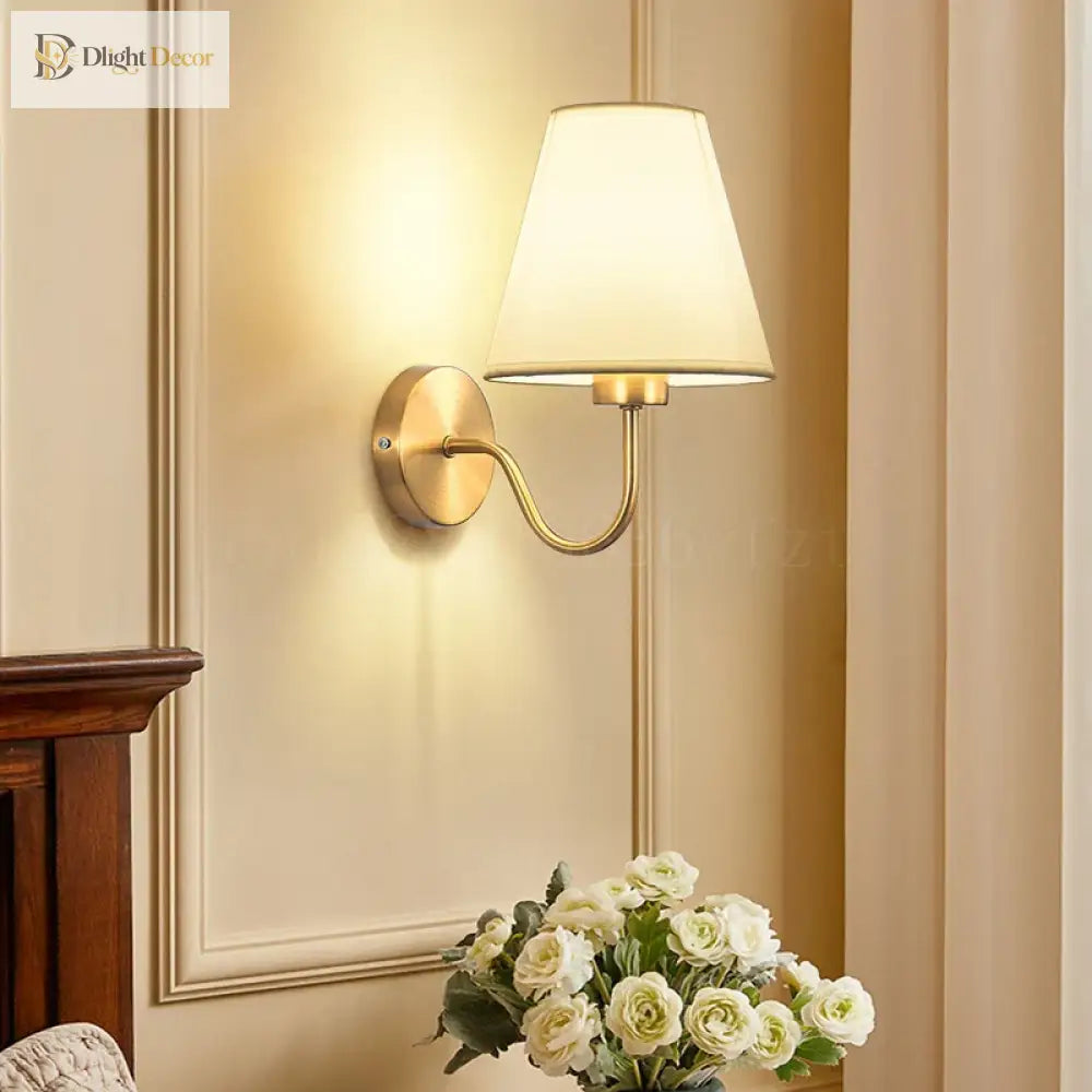 American Fabric Wall Lamp - Led Sconces With Cloth Lampshade For Bedroom Living Room Staircases And