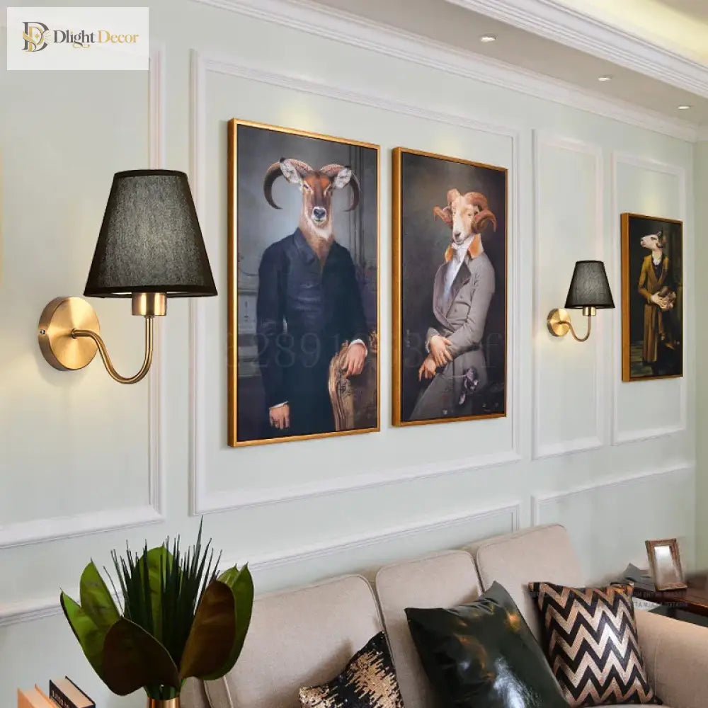 American Fabric Wall Lamp - Led Sconces With Cloth Lampshade For Bedroom Living Room Staircases And