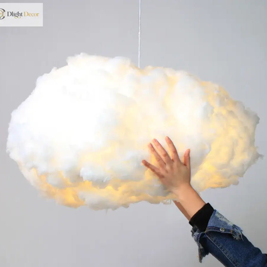 Creative White Cotton Cloud Pendant Lamp - Perfect For Kids’ Room Coffee And Girl’s Bedroom