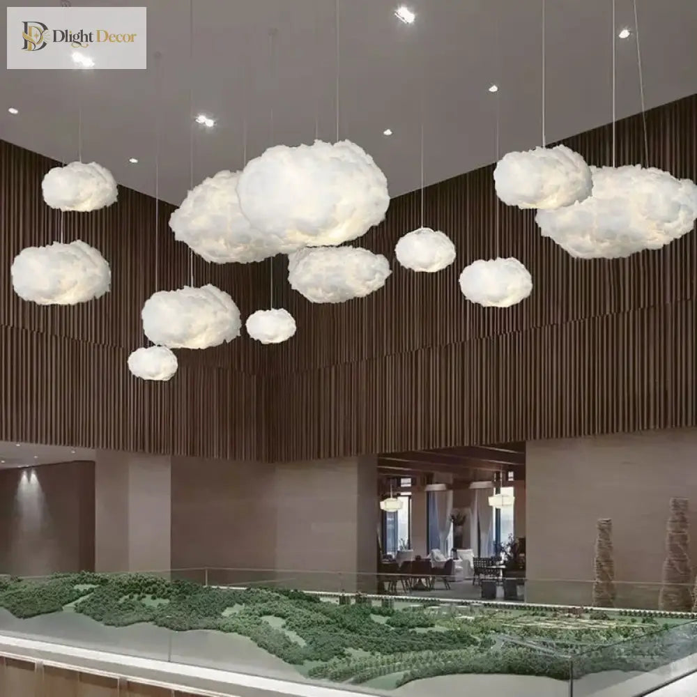 Creative White Cotton Cloud Pendant Lamp - Perfect For Kids’ Room Coffee And Girl’s Bedroom