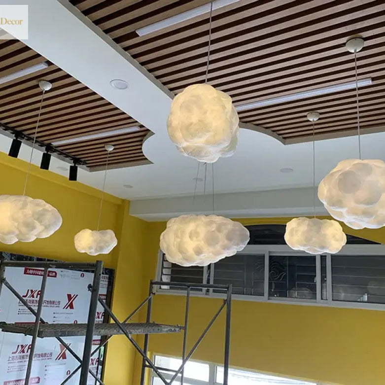 Creative White Cotton Cloud Pendant Lamp - Perfect For Kids’ Room Coffee And Girl’s Bedroom