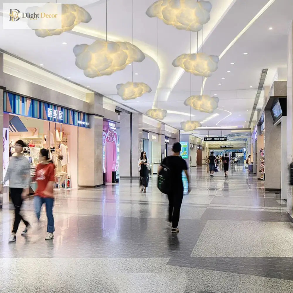 Creative White Cotton Cloud Pendant Lamp - Perfect For Kids’ Room Coffee And Girl’s Bedroom