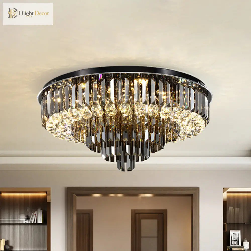 Sparkling Elegance: Modern Led Flushmount With Crystal Prisms
